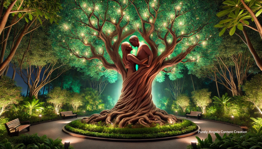 Artistic representation of the tree of life, symbolizing creativity, love for life, companionship, strong roots, and enduring values.